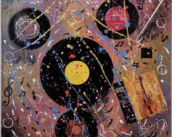 Concerto astratto ( 2025 )<br>100cm x 70 cm<br>Acrilico tecnica mista materico su tela