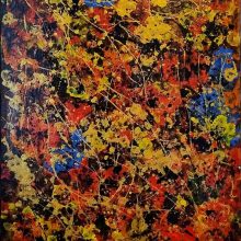 Eclissi di Fuoco ( 2025 )70 cm x 50 cmAcrilico su tela, tecnica materica e dripping